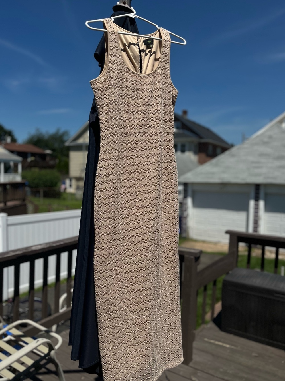 Sleeveless Beige Maxi Dress with Textured Knit